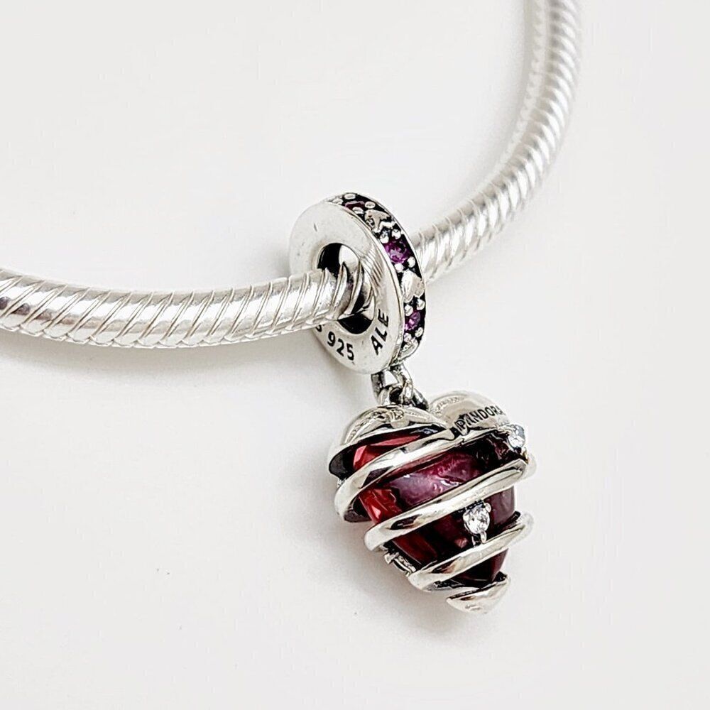Pandora Love Heart Spiral Dangle Charm - Picture 4 of 5